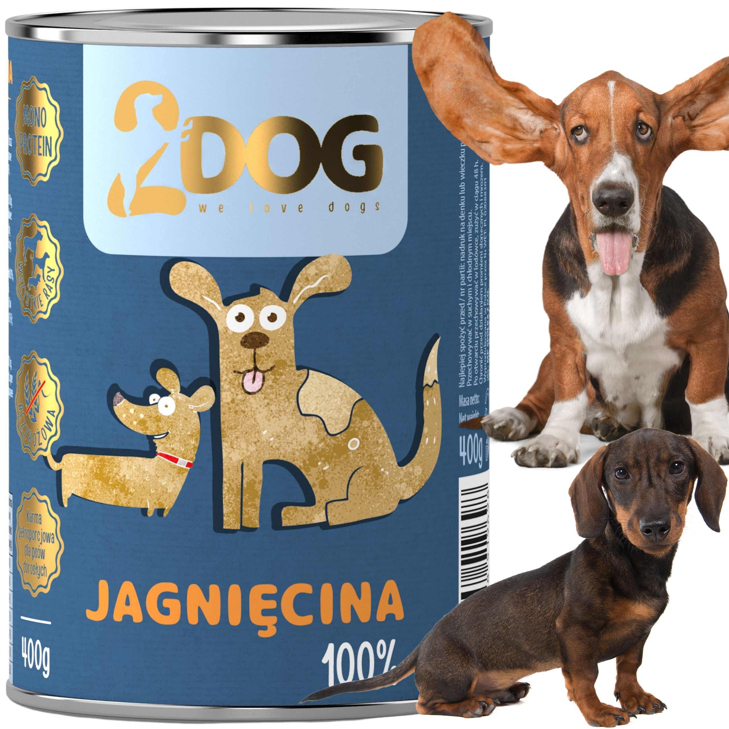 MOKRA KARMA DLA PSA 100% JAGNIĘCINA 400g MONOPROTEINOWA HIPOALERGICZNA