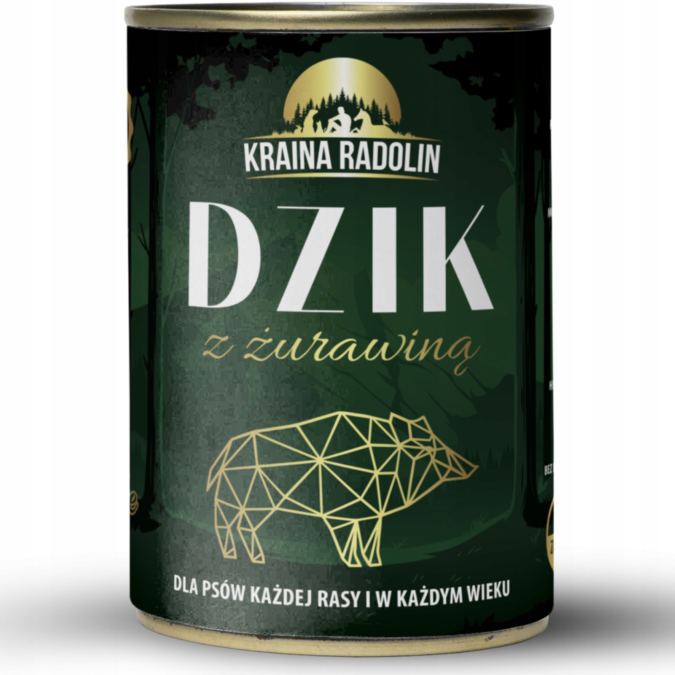 Kraina Radolin Dzik z żurawiną 400g 82% mięsa karma mokra dla alergików z nadwrażliwością pokarmową