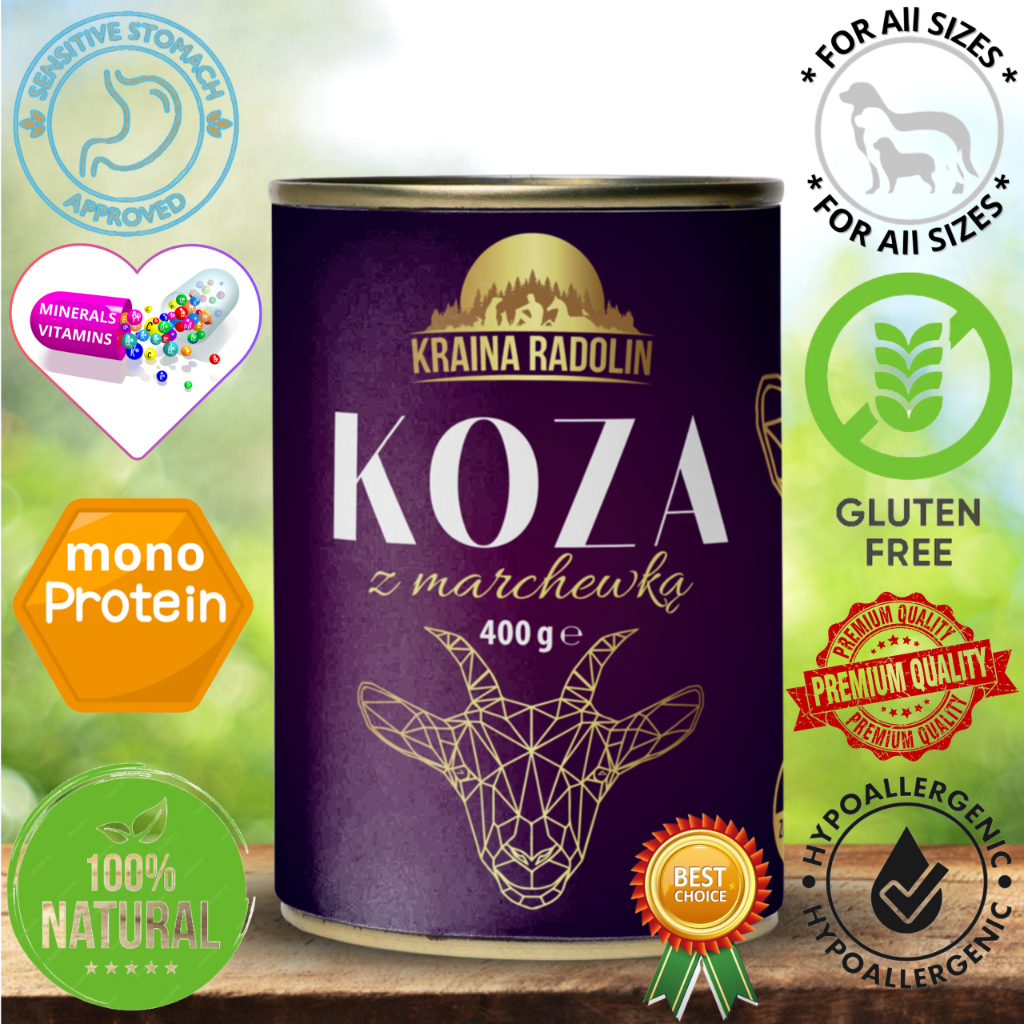 Kraina Radolin 400g Koza z marchewką 50% mięsa karma mokra