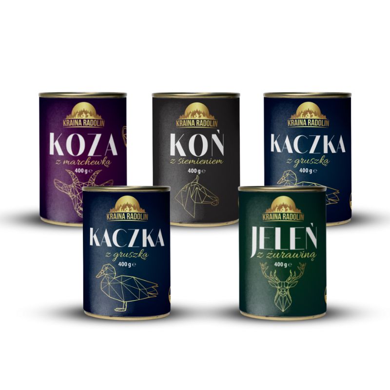 Kraina Radolin Koń i siemię lniane 400g 90% mięsa dla alergików  z nadwrażliwością pokarmową