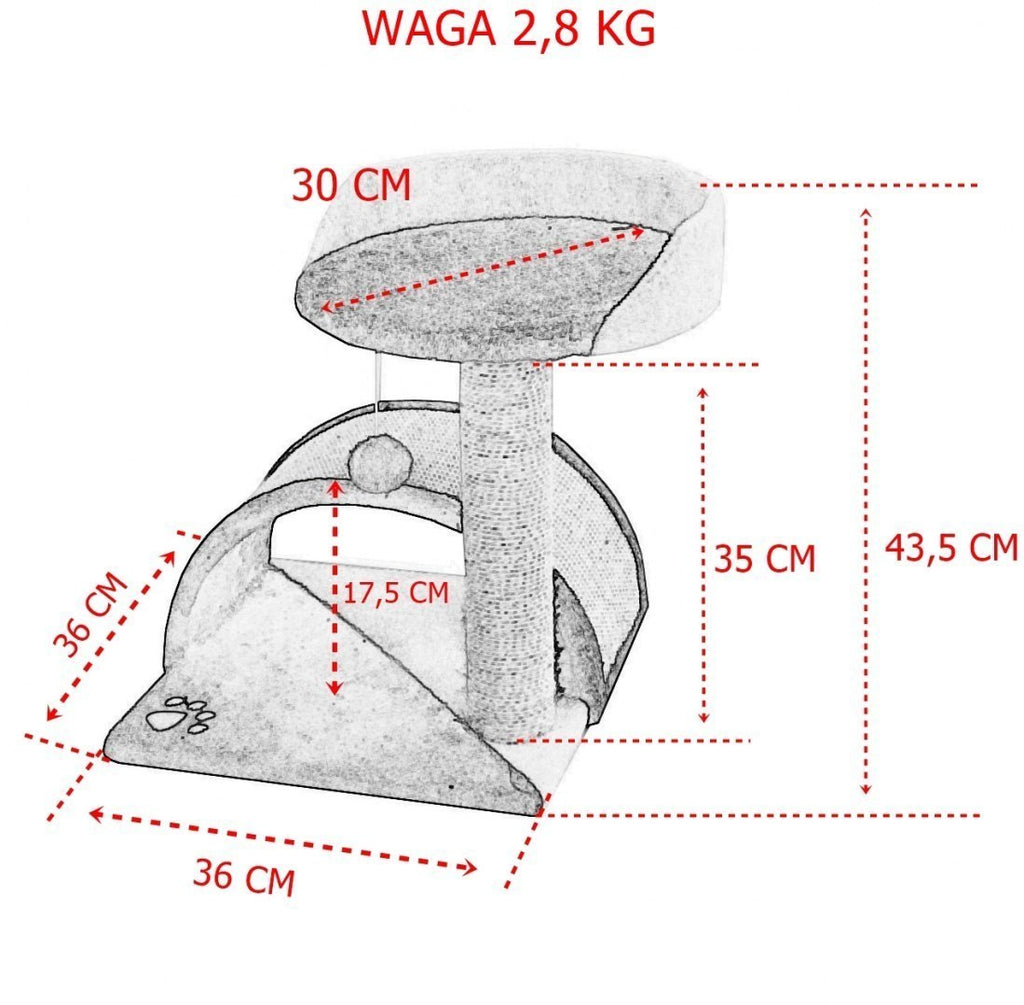 DRAPAK DLA KOTA MAY LEGOWISKO SUPEK BUDKA HAMAK BEŻOWY 43 CM