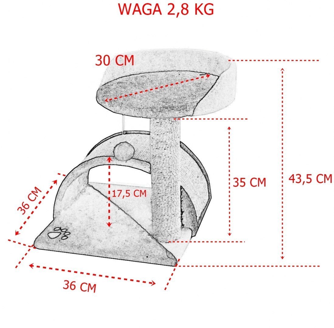 DRAPAK DLA KOTA MAY LEGOWISKO SUPEK BUDKA HAMAK BEŻOWY 43 CM