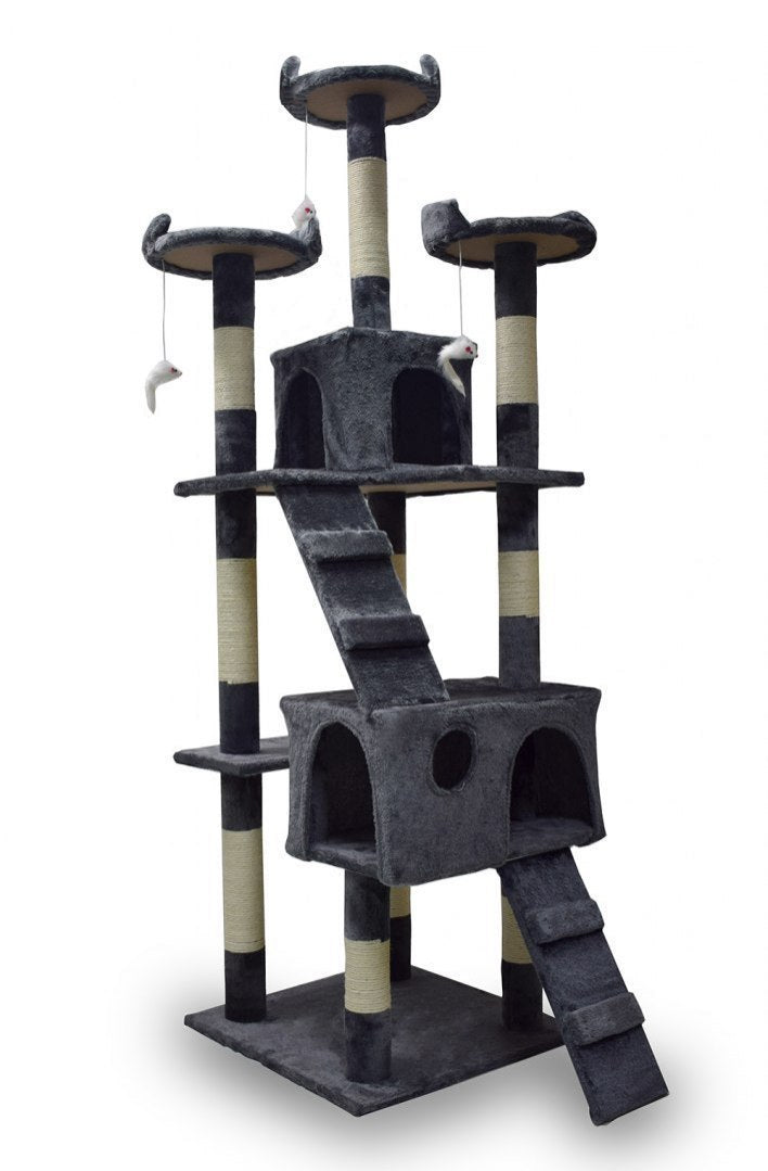 drapak dla kota 170 cm ciemnoszary domek platformy legowisko zabawki sizal
