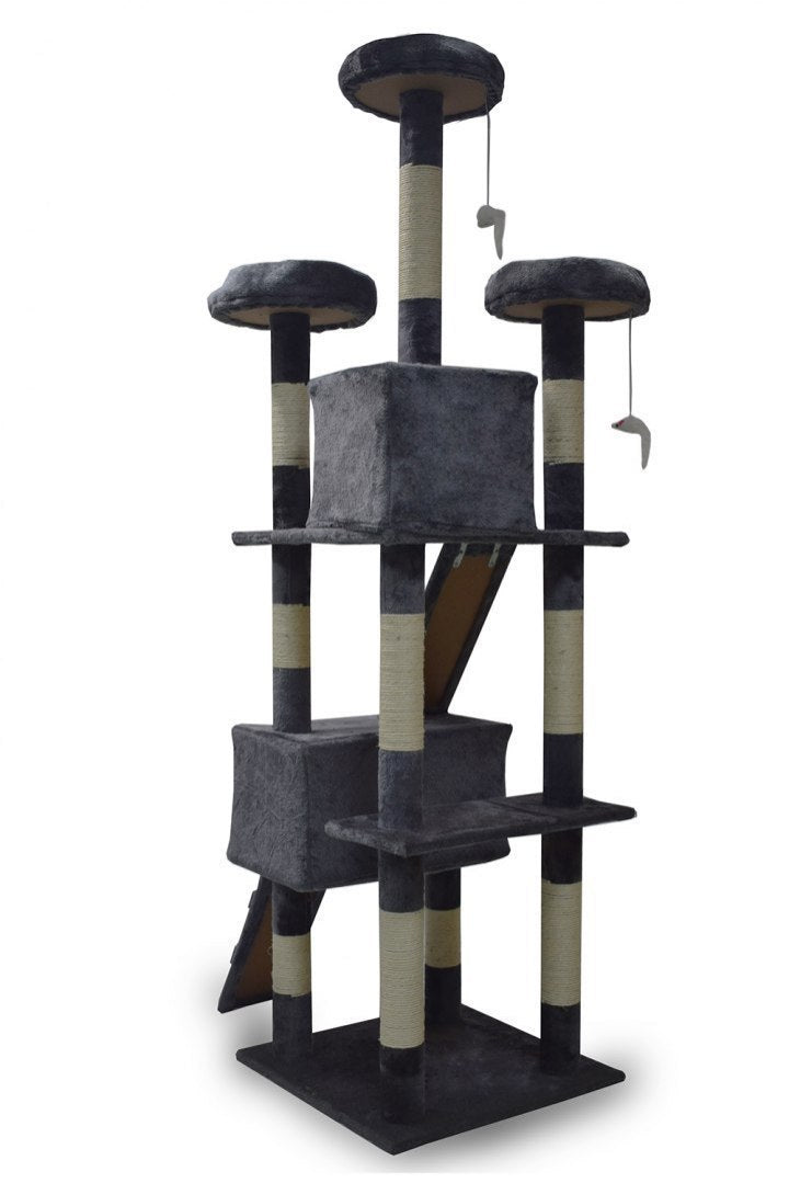 drapak dla kota 170 cm ciemnoszary domek platformy legowisko zabawki sizal