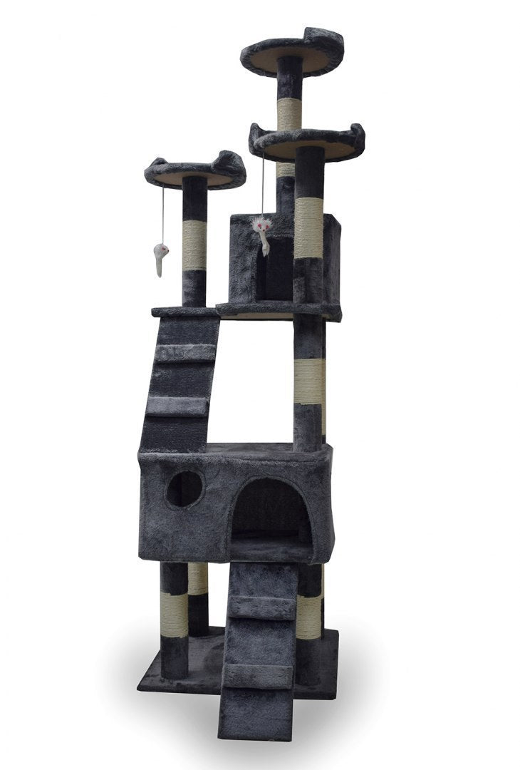 drapak dla kota 170 cm ciemnoszary domek platformy legowisko zabawki sizal